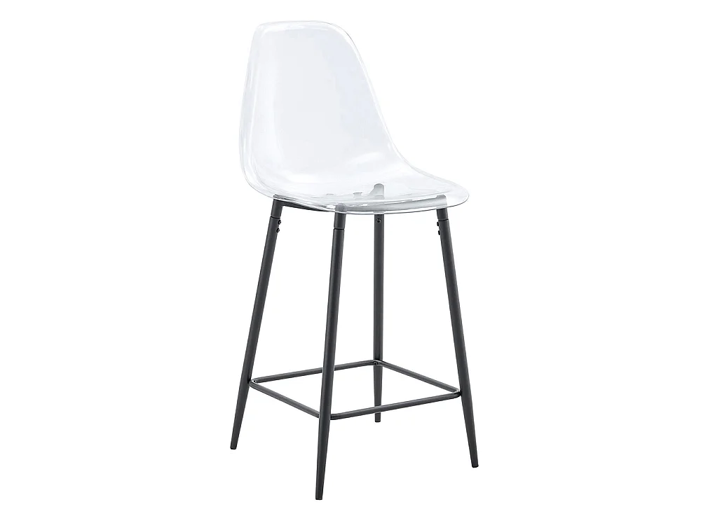 Conjunto de taburetes transparentes, juego de 2, con estructura metálica (solo taburetes, mesa no incluida), negro