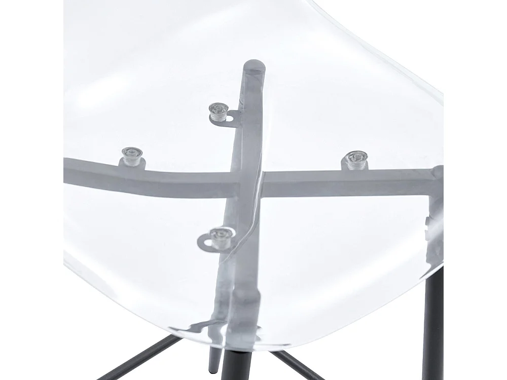 Conjunto de taburetes transparentes, juego de 2, con estructura metálica (solo taburetes, mesa no incluida), negro