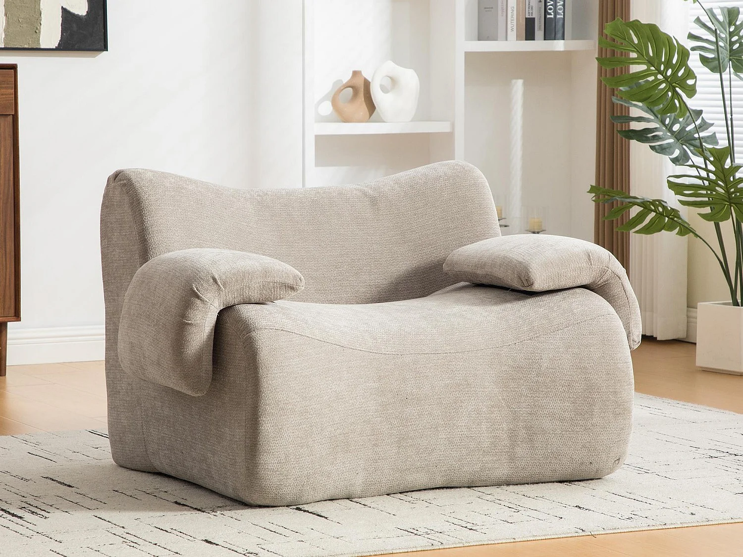 SOURIRE LVHOM Fauteuil 1 Place | Fauteuil Modulable Mousse 30D sans Armature Rigide | Petit Canapé de Salon Chenille Premium Anti-Poils