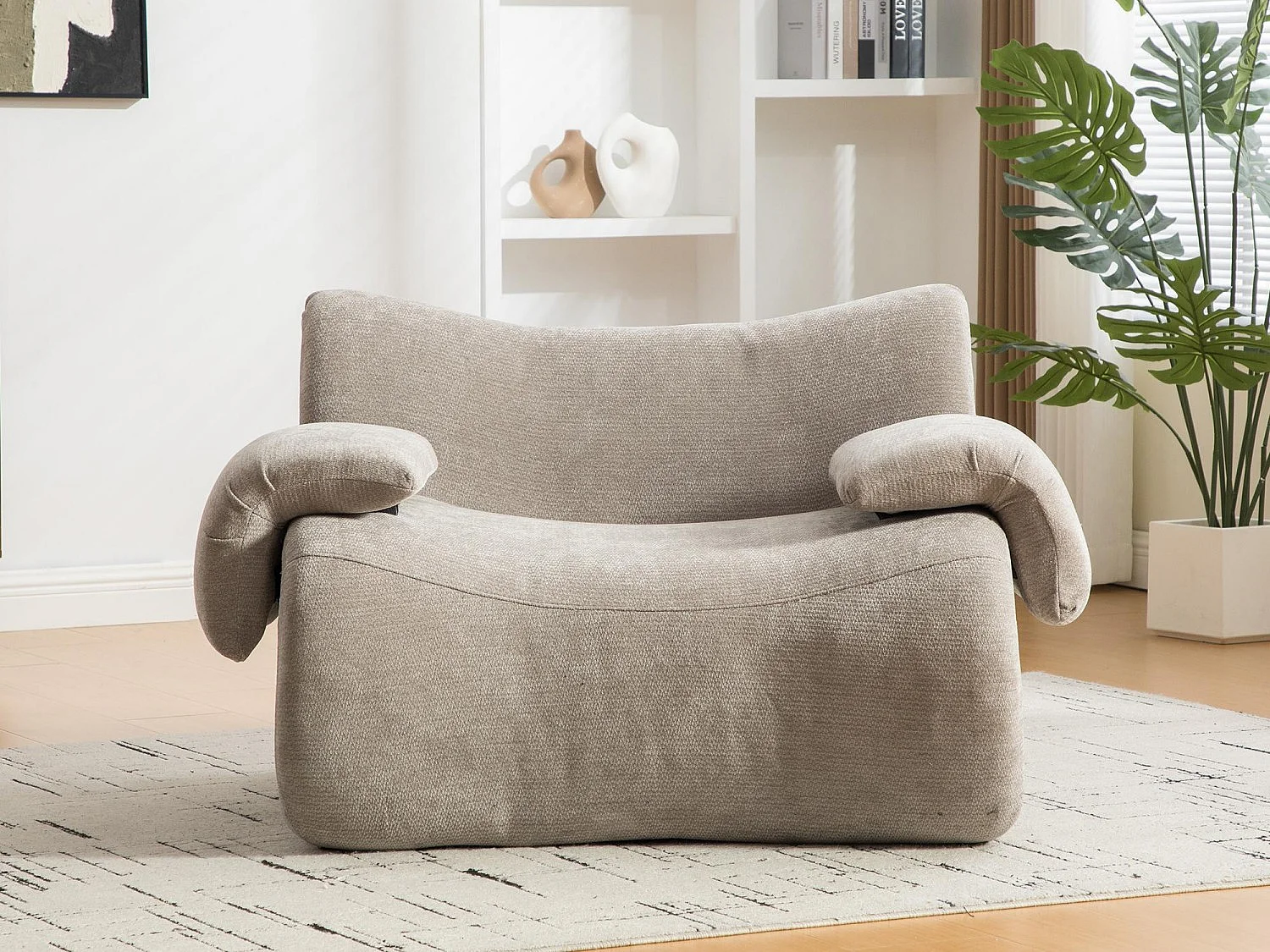 SOURIRE LVHOM Fauteuil 1 Place | Fauteuil Modulable Mousse 30D sans Armature Rigide | Petit Canapé de Salon Chenille Premium Anti-Poils