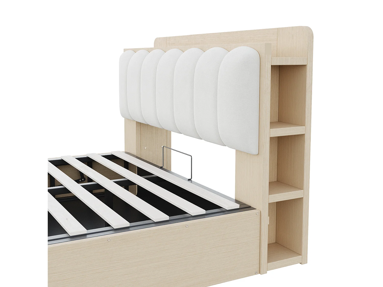 Lit Coffre Adulte en Bois avec Rangement, Port USB et Veilleuse Intégrée - Tête de Lit Rembourrée Velours - Lit Double 140x200 cm