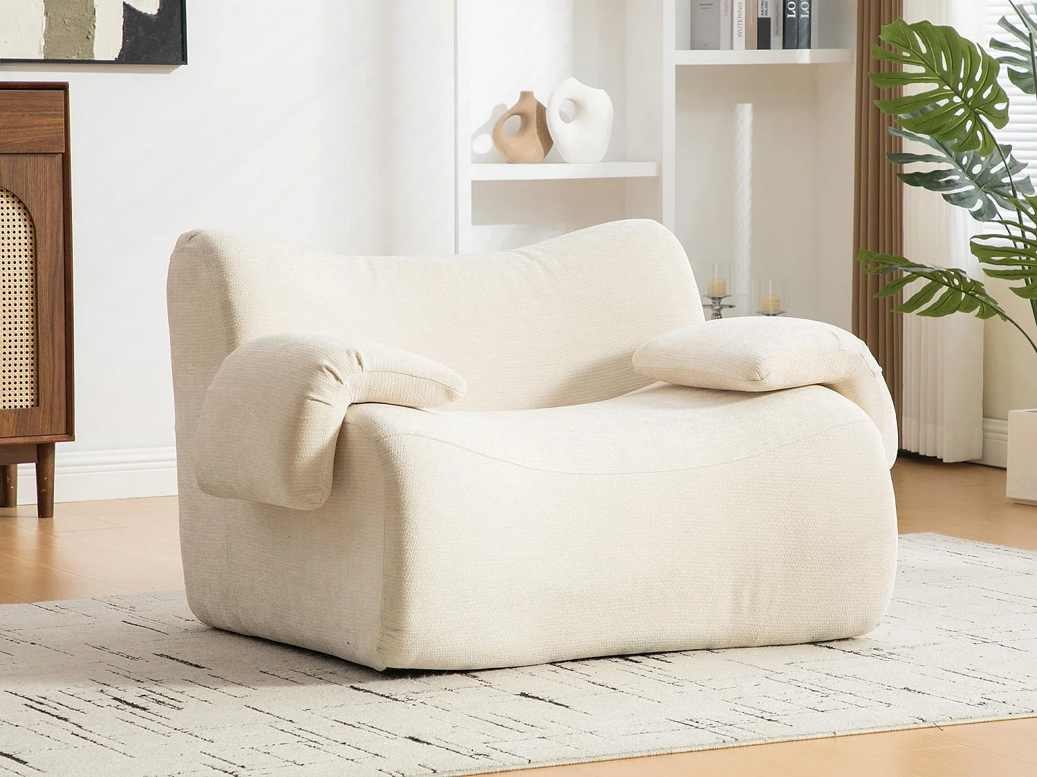 SOURIRE LVHOM Fauteuil 1 Place | Fauteuil Modulable Mousse 30D sans Armature Rigide | Petit Canapé de Salon Chenille Premium Anti-Poils