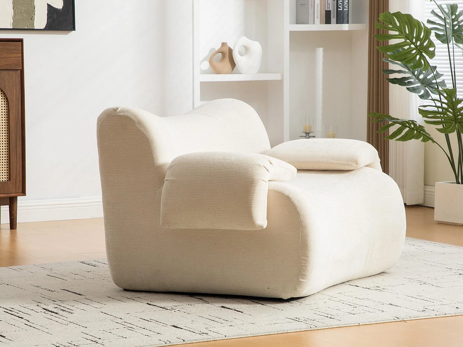 SOURIRE LVHOM Fauteuil 1 Place | Fauteuil Modulable Mousse 30D sans Armature Rigide | Petit Canapé de Salon Chenille Premium Anti-Poils