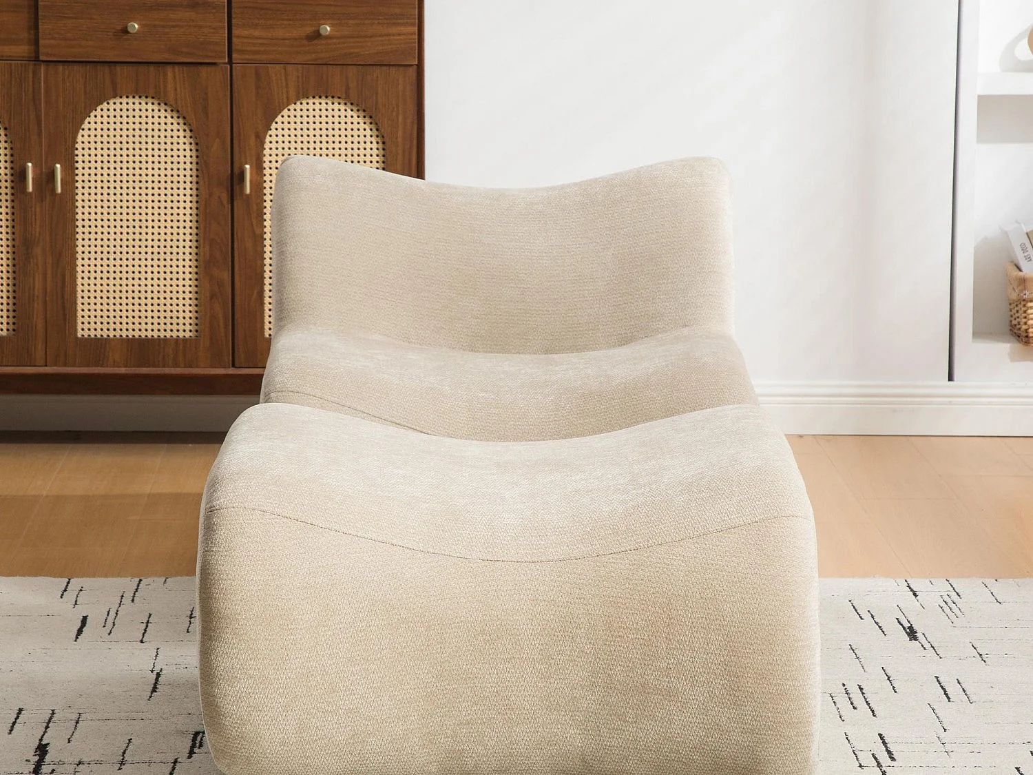 SOURIRE LVHOM Méridienne 1 Place avec Repose-Pieds | Chaise Longue Modulable Mousse 30D | Fauteuil Salon Chenille Anti-Poils Animaux