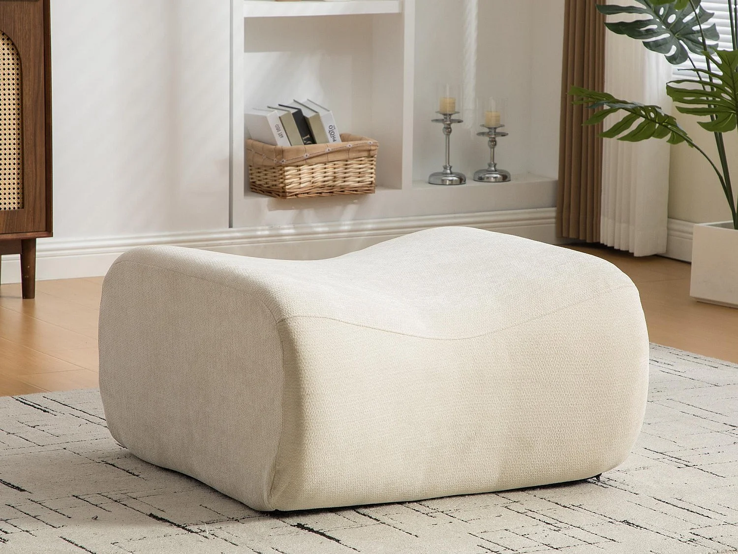 Méridienne 1 Place avec Repose-Pieds SOURIRE LVHOM | Chaise Longue Modulable Mousse 30D | Fauteuil Salon Chenille Anti-Poils Animaux
