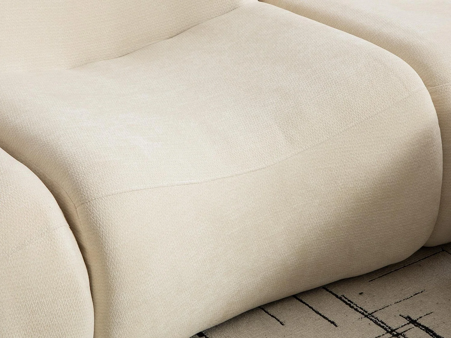 Méridienne 1 Place avec Repose-Pieds SOURIRE LVHOM | Chaise Longue Modulable Mousse 30D | Fauteuil Salon Chenille Anti-Poils Animaux