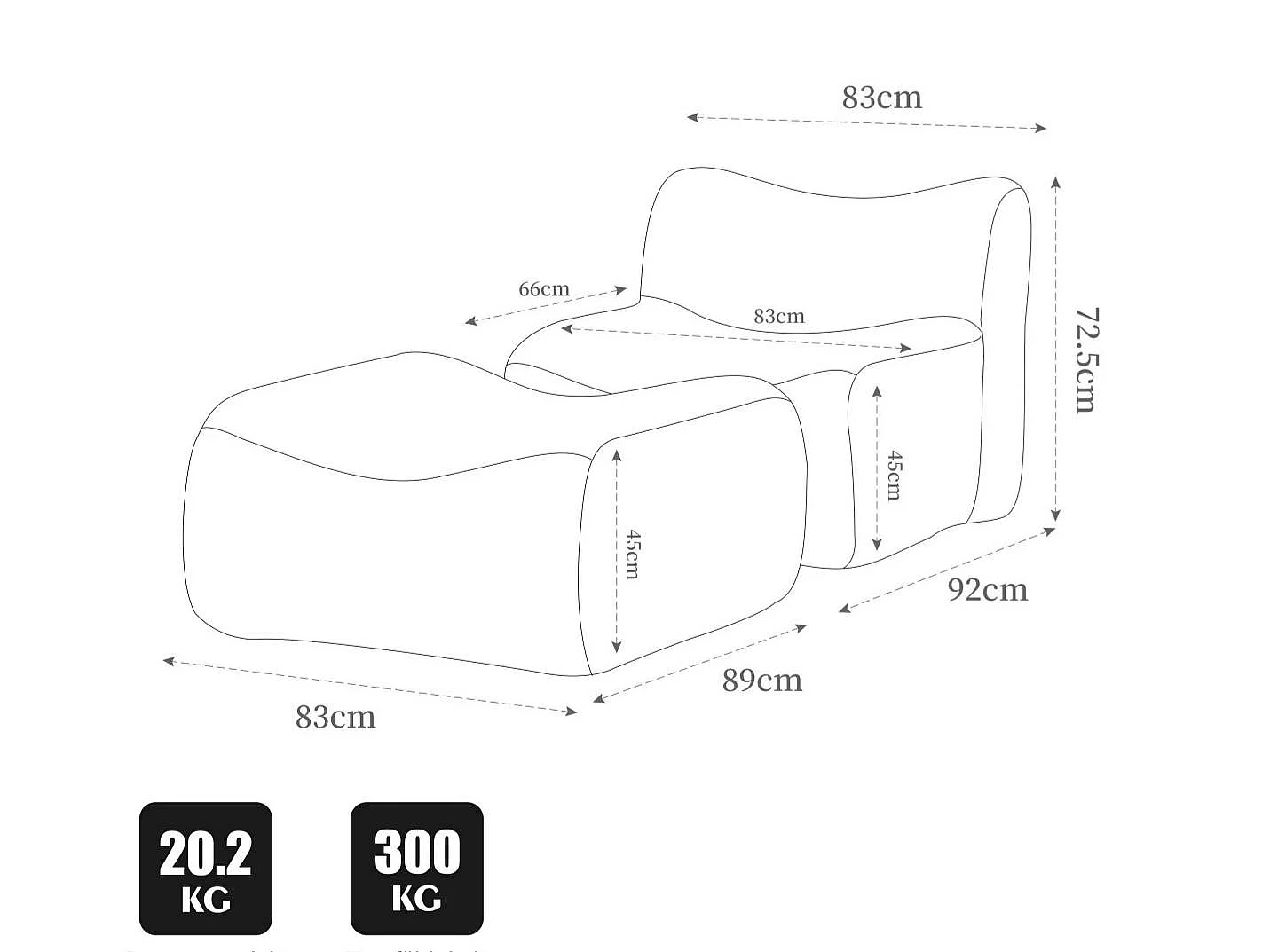 Méridienne 1 Place avec Repose-Pieds SOURIRE LVHOM | Chaise Longue Modulable Mousse 30D | Fauteuil Salon Chenille Anti-Poils Animaux