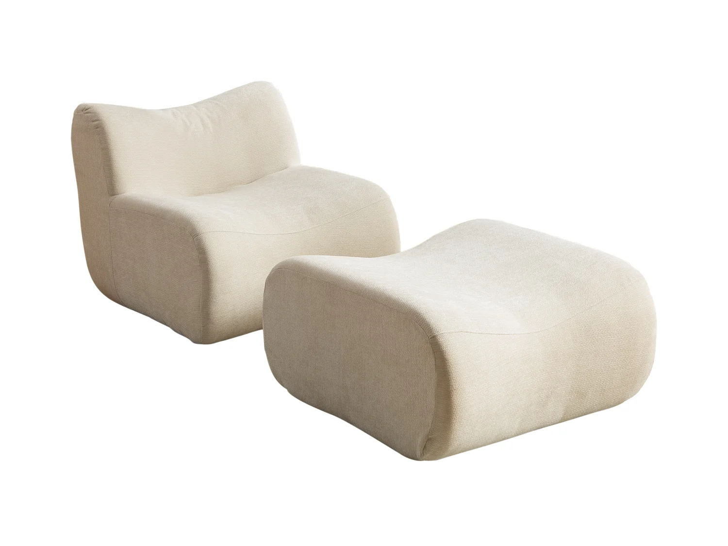 Méridienne 1 Place avec Repose-Pieds SOURIRE LVHOM | Chaise Longue Modulable Mousse 30D | Fauteuil Salon Chenille Anti-Poils Animaux