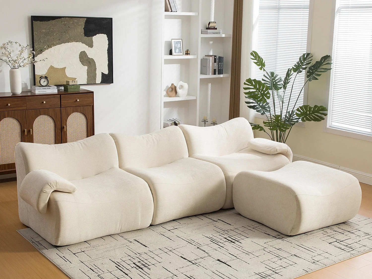 SOURIRE LVHOM Méridienne 1 Place avec Repose-Pieds | Chaise Longue Modulable Mousse 30D | Fauteuil Salon Chenille Anti-Poils Animaux