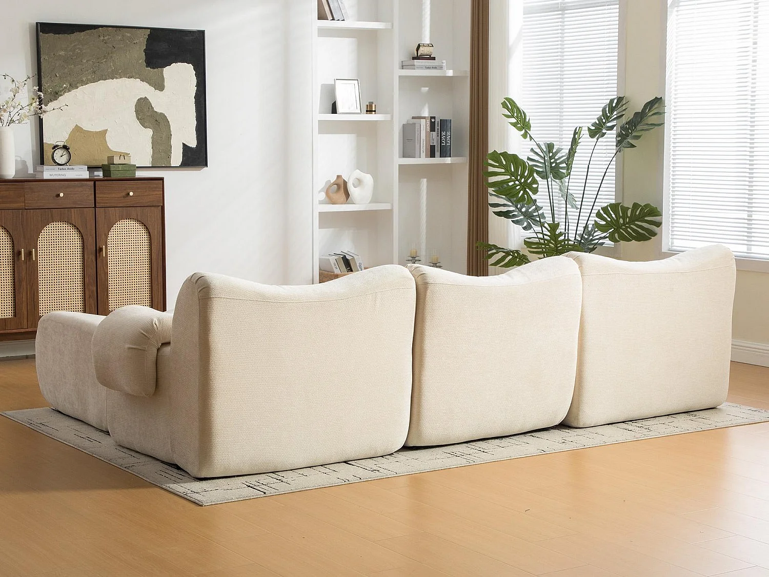 SOURIRE LVHOM Méridienne 1 Place avec Repose-Pieds | Chaise Longue Modulable Mousse 30D | Fauteuil Salon Chenille Anti-Poils Animaux