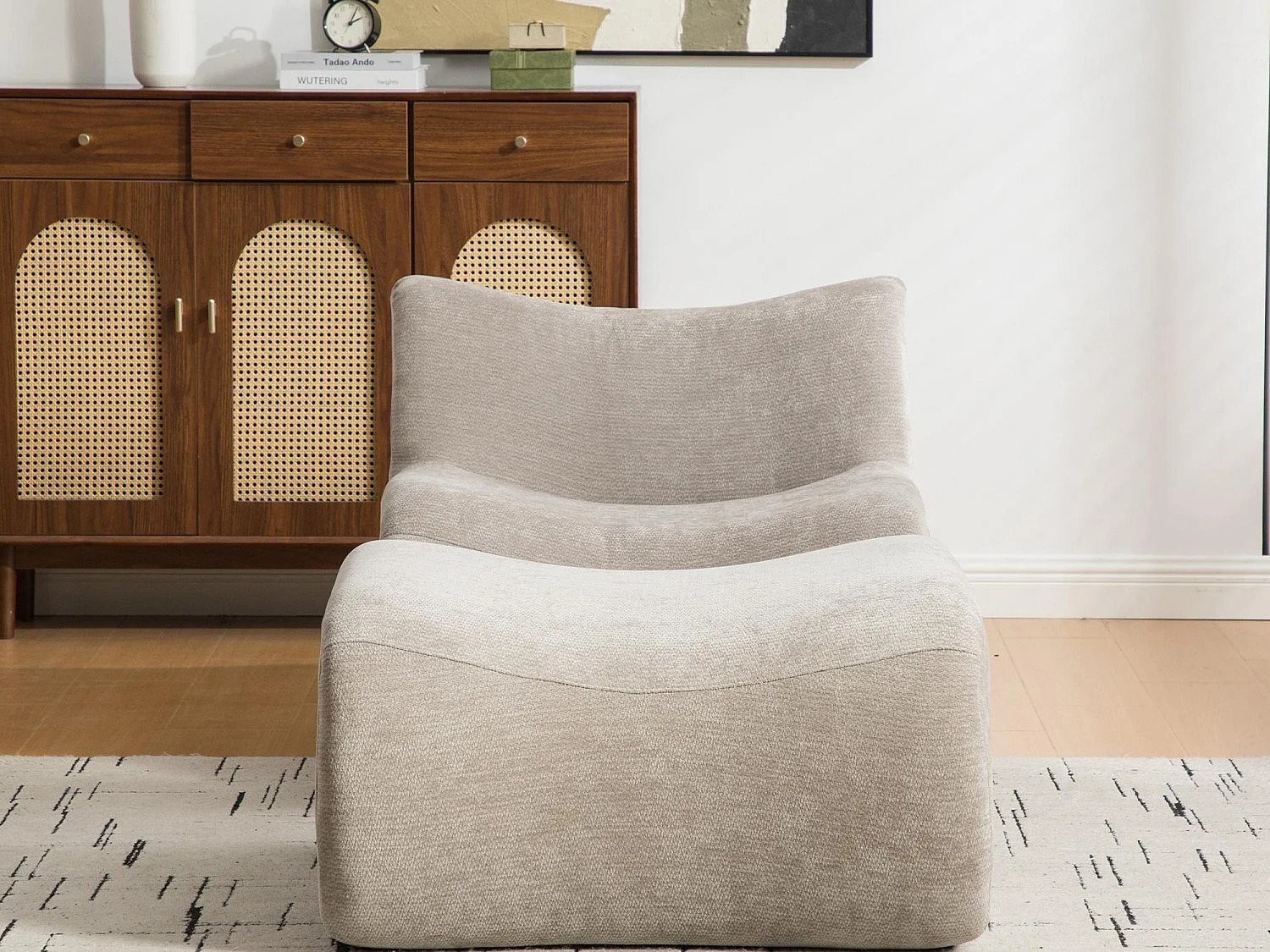 SOURIRE LVHOM Méridienne 1 Place avec Repose-Pieds | Chaise Longue Modulable Mousse 30D | Fauteuil Salon Chenille Anti-Poils Animaux