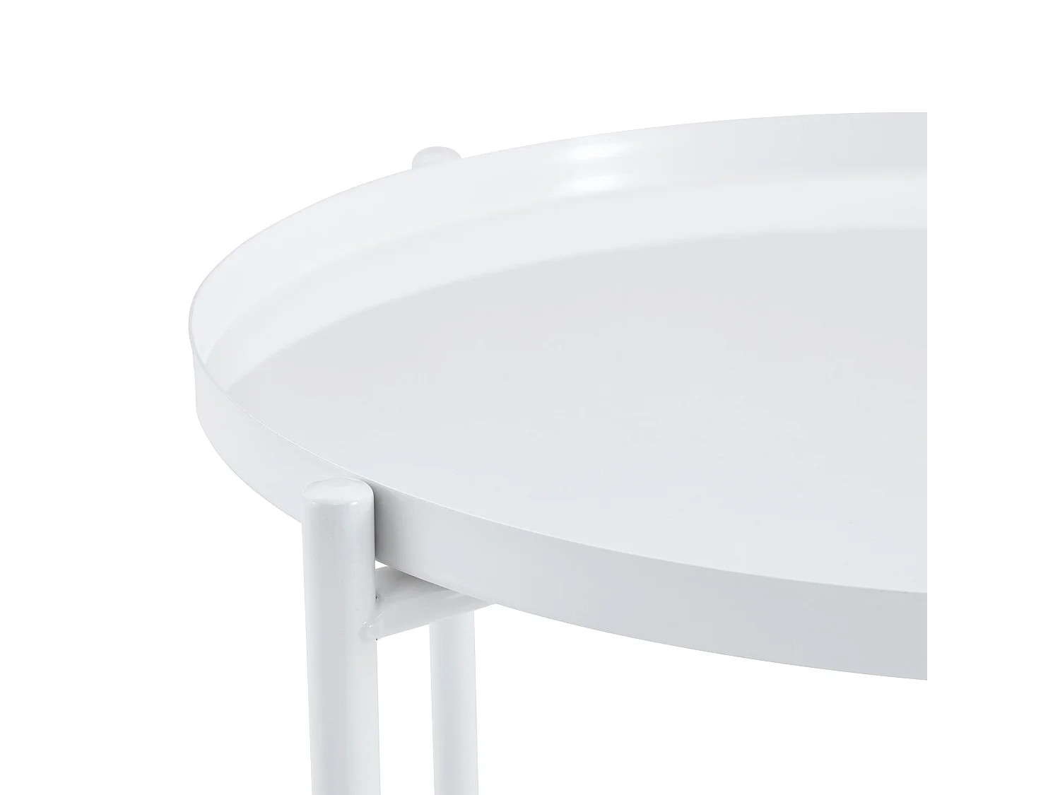 Table d'appoint ronde, à deux niveaux, structure métallique, 42 × 52 cm, table basse avec espace de rangement, blanc