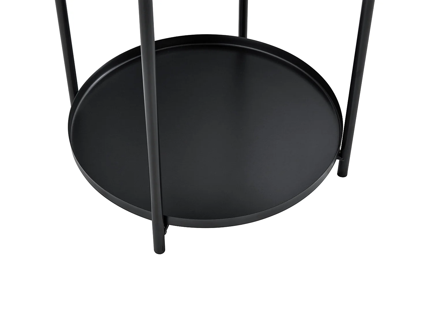 Table d'appoint ronde, à deux niveaux, structure métallique, 42 × 52 cm, table basse avec espace de rangement, noir
