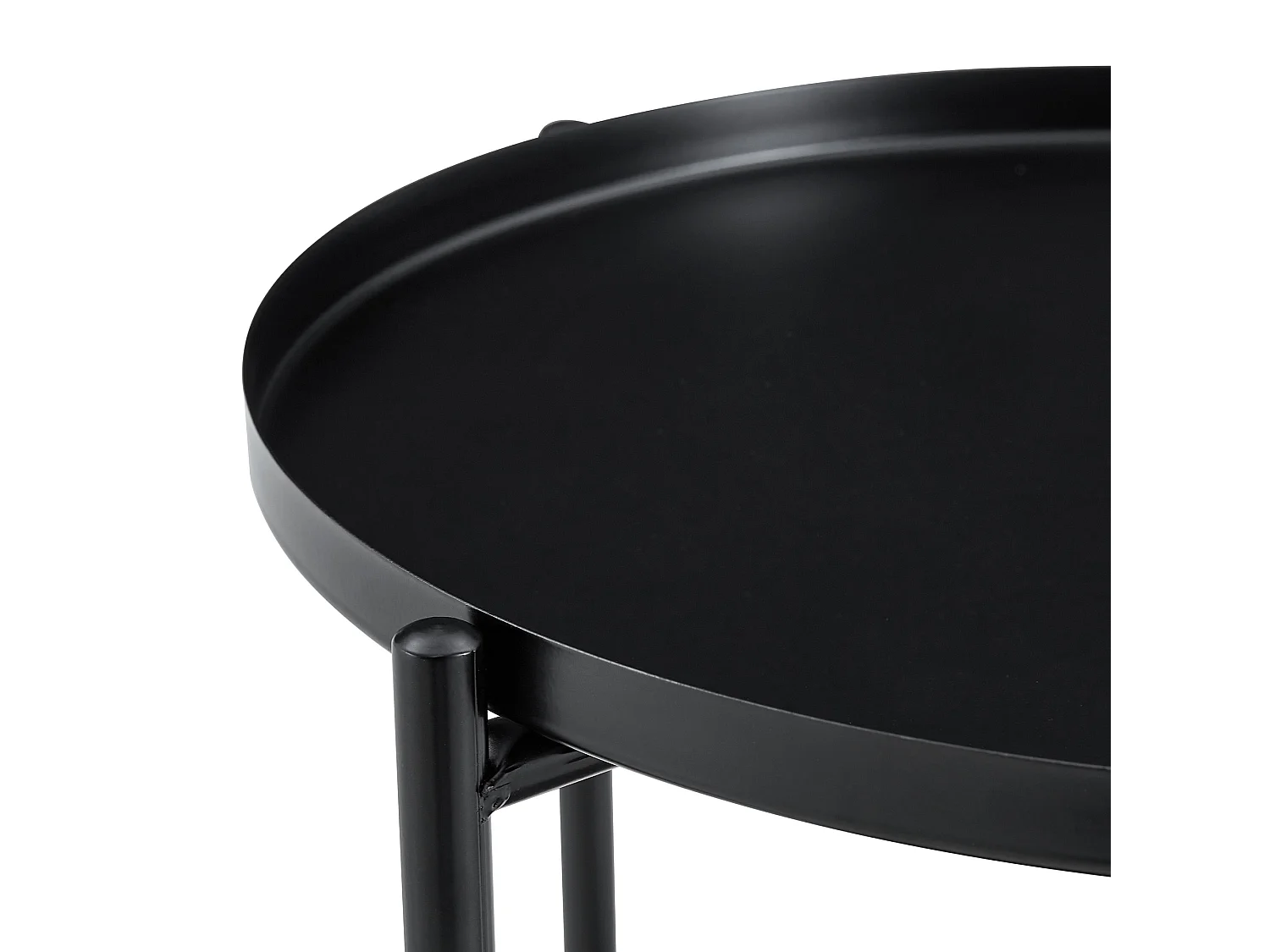 Table d'appoint ronde, à deux niveaux, structure métallique, 42 × 52 cm, table basse avec espace de rangement, noir