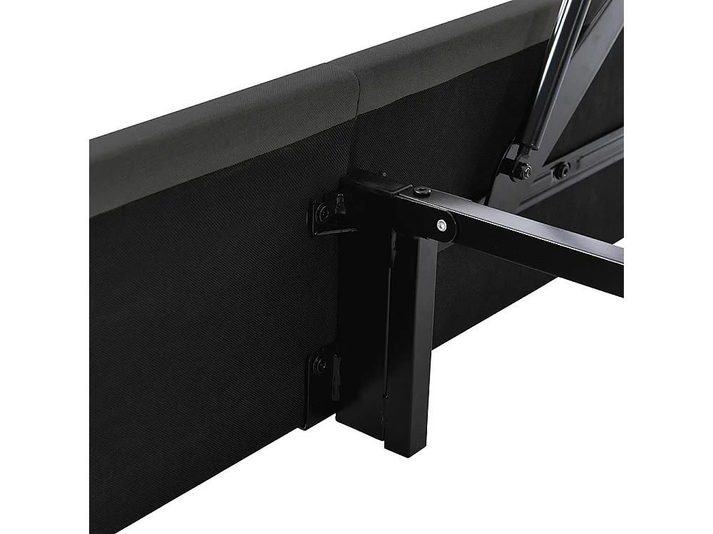 Lit adulte avec port USB, tête de lit avec rangement et éclairage LED, sommier en bois, gris - 140 x 190 cm