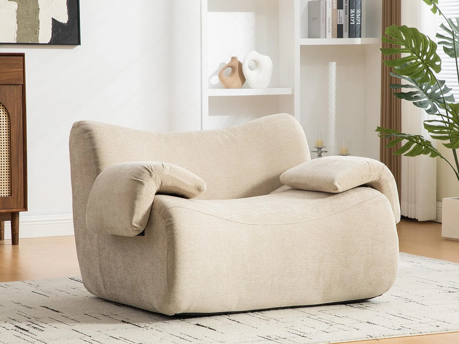 SOURIRE LVHOM Fauteuil 1 Place | Fauteuil Modulable Mousse 30D sans Armature Rigide | Petit Canapé de Salon Chenille Premium Anti-Poils