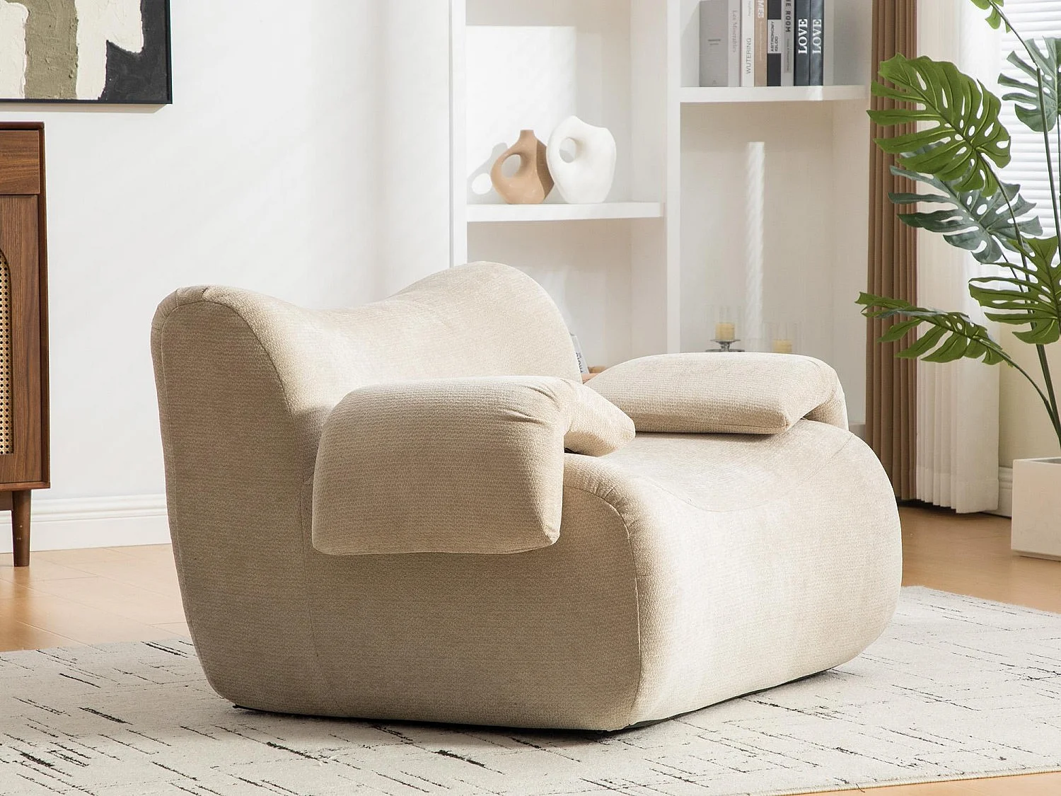 SOURIRE LVHOM Fauteuil 1 Place | Fauteuil Modulable Mousse 30D sans Armature Rigide | Petit Canapé de Salon Chenille Premium Anti-Poils