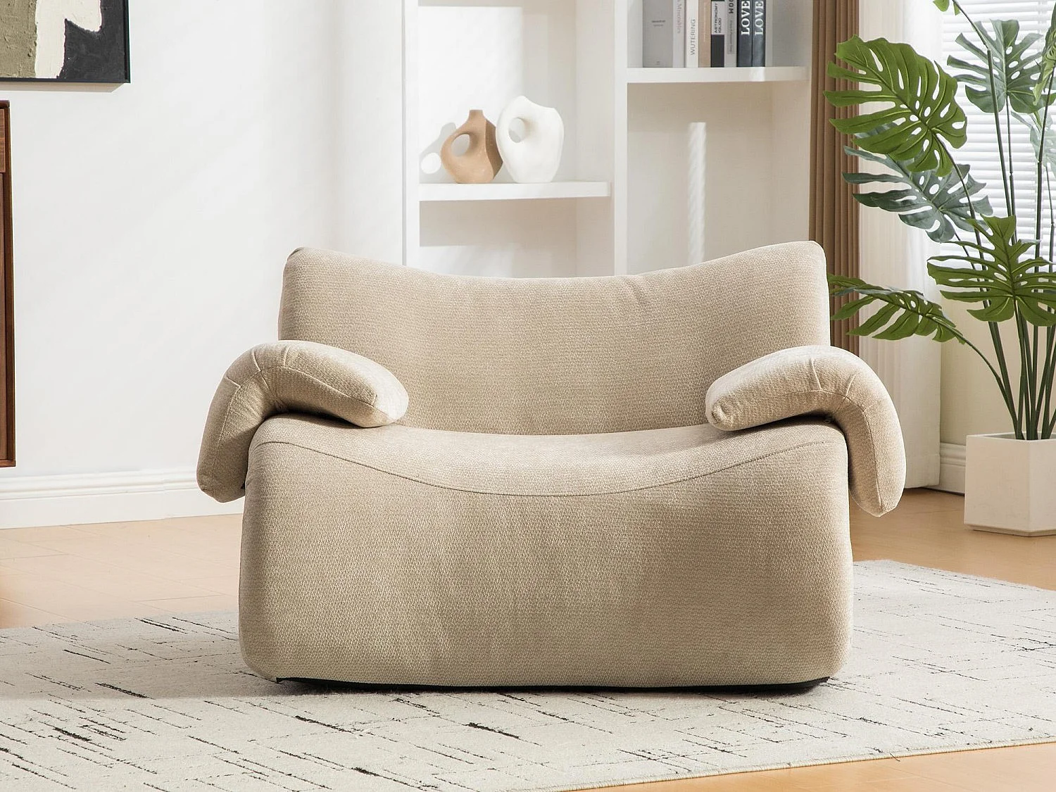 SOURIRE LVHOM Fauteuil 1 Place | Fauteuil Modulable Mousse 30D sans Armature Rigide | Petit Canapé de Salon Chenille Premium Anti-Poils