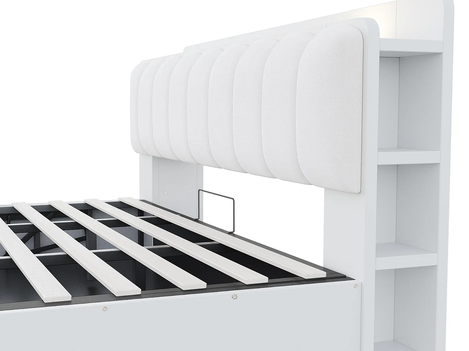 Lit Coffre Adulte en Bois avec Rangement, Port USB et Veilleuse Intégrée - Tête de Lit Rembourrée Velours - Lit Double 140x200 / 180x200 cm