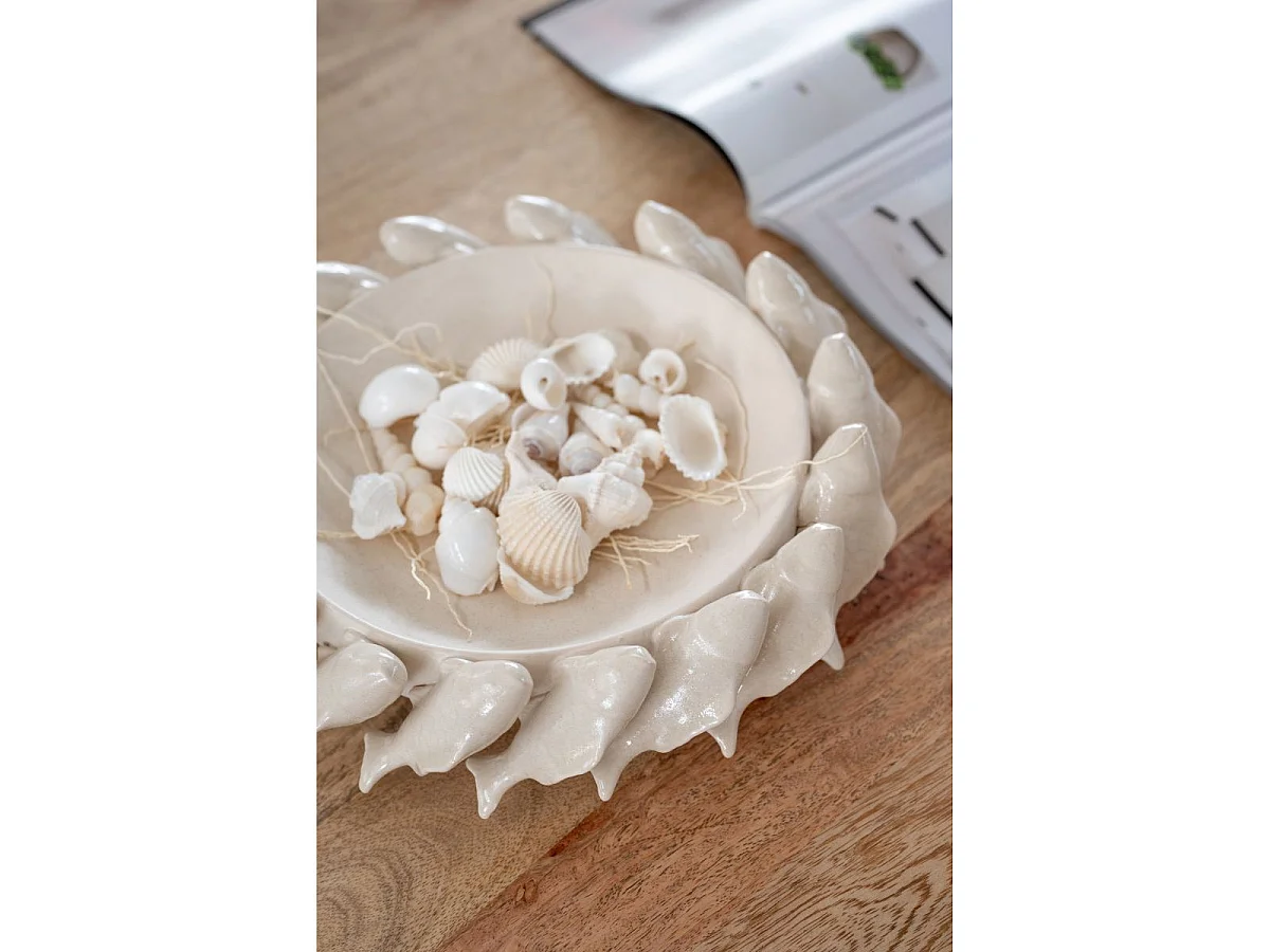 Coupelle Déco Poisson "Grey" 32cm Blanc Cassé