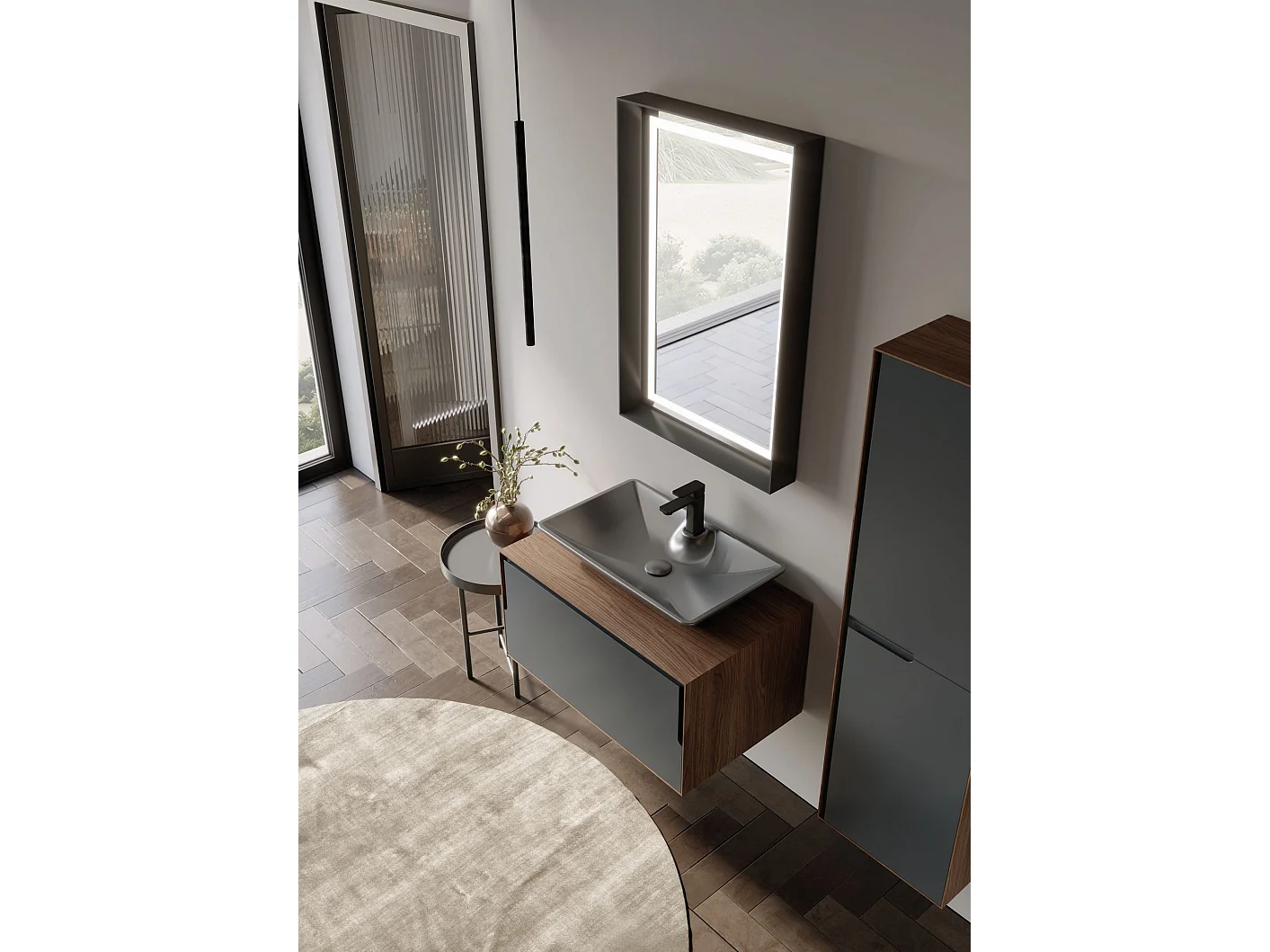 Meuble Vasque "Craft 80" - 80 x 50 x 40 cm - Walnut / Anthracite
