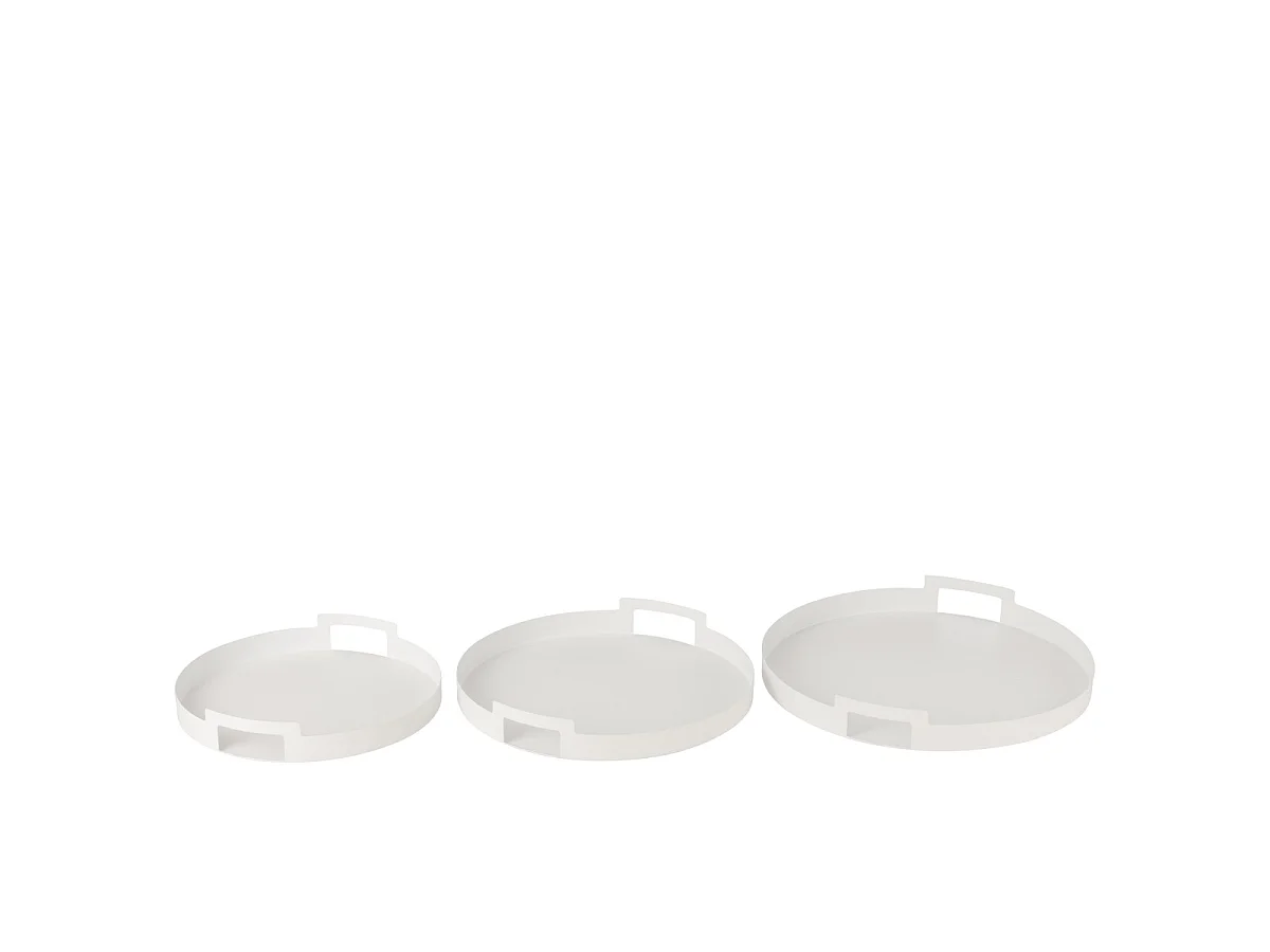 Lot de 3 Plateaux en Métal "Mathew" 45cm Blanc