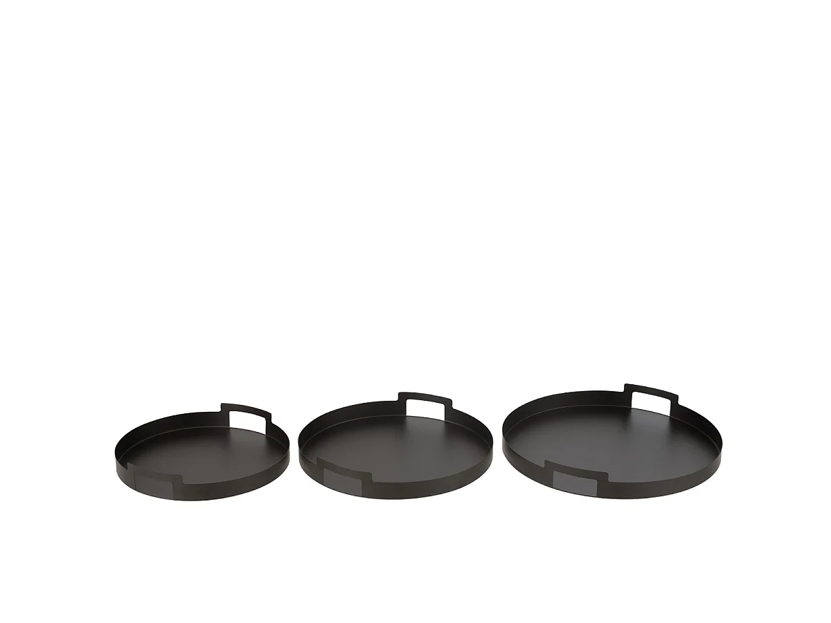 Lot de 3 Plateaux en Métal "Mathew" 45cm Noir