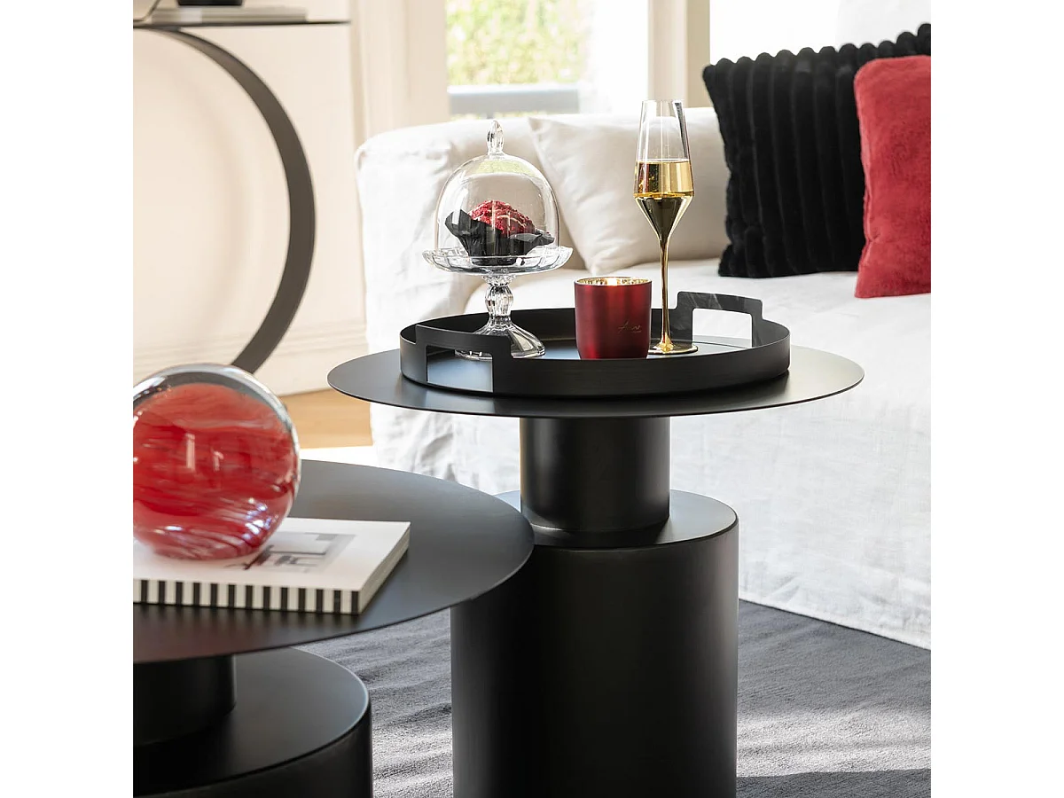 Lot de 3 Plateaux en Métal "Mathew" 45cm Noir
