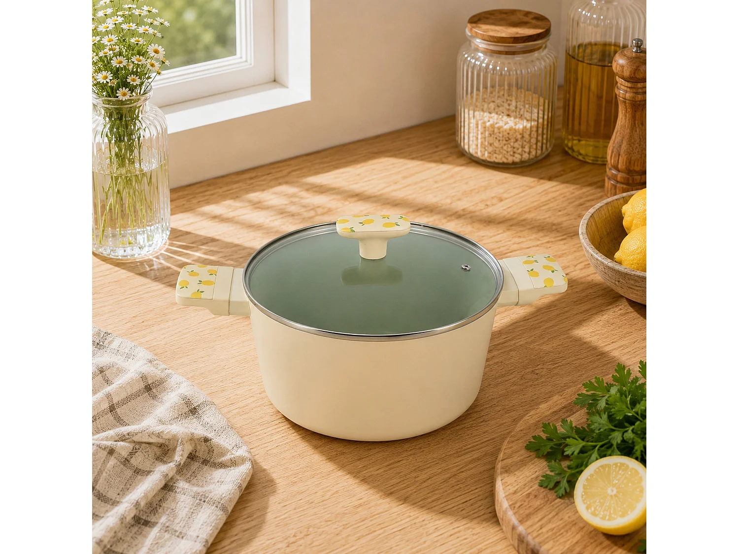 Menastyl - Faitout Citron 24cm En Aluminium Avec Couvercle