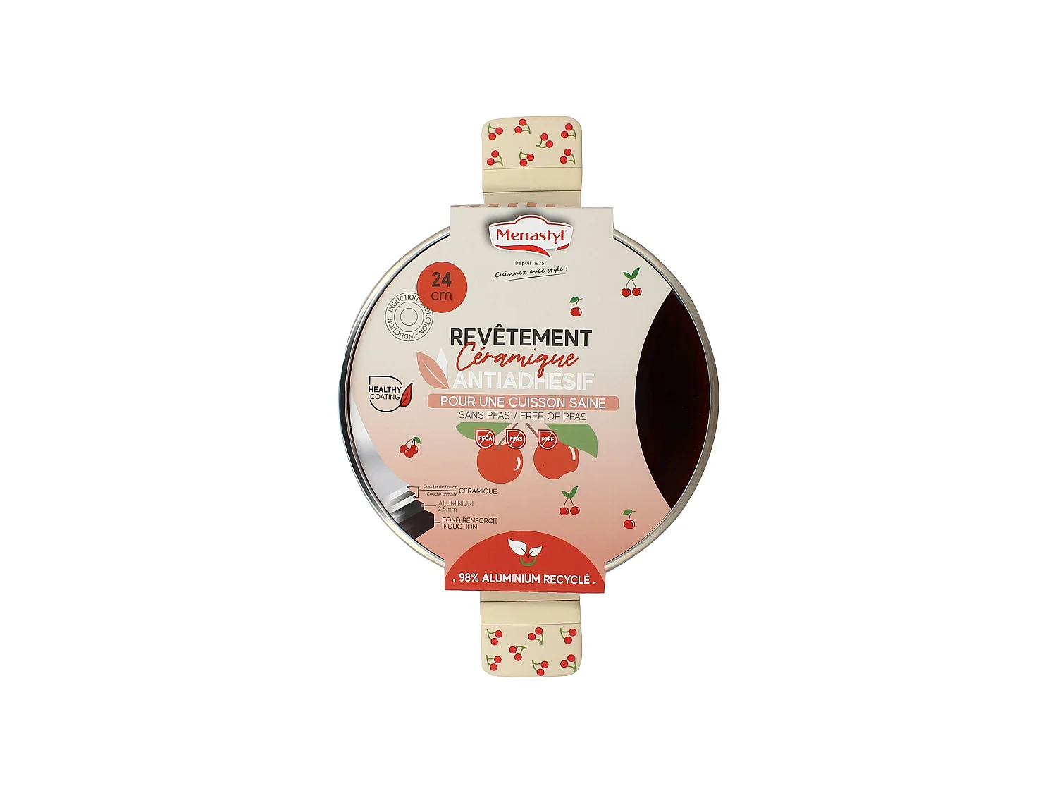 Menastyl - Faitout Cerise 24cm En Aluminium Avec Couvercle