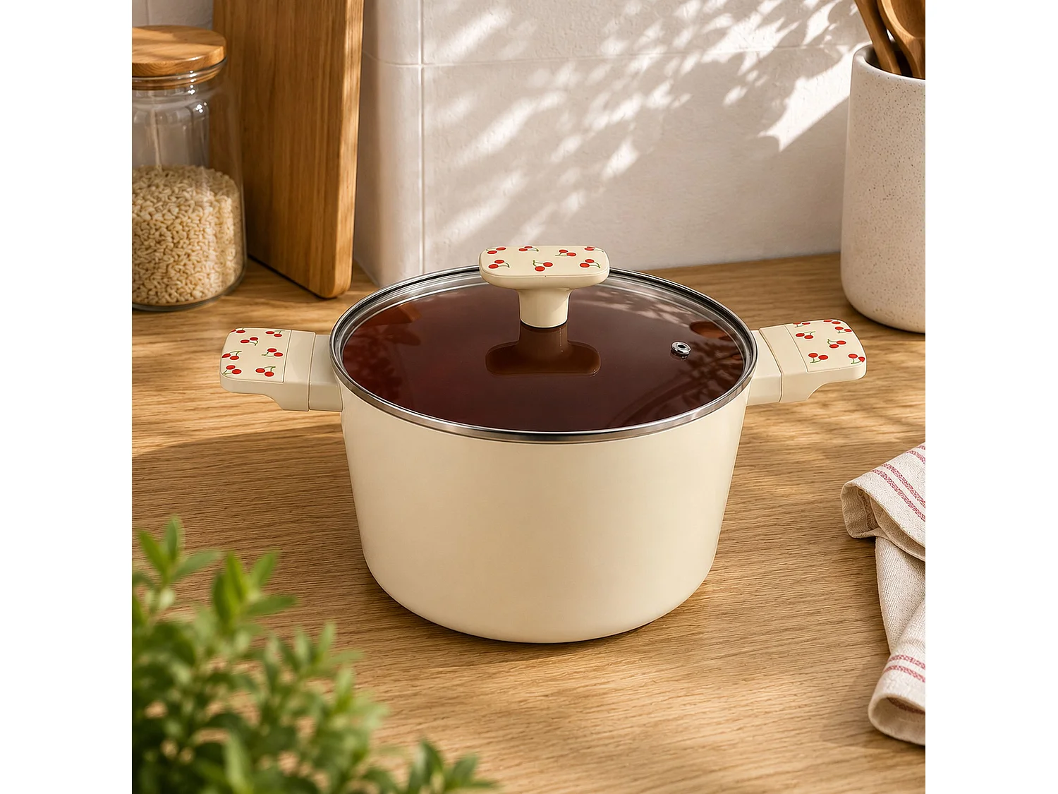 Menastyl - Faitout Cerise 24cm En Aluminium Avec Couvercle