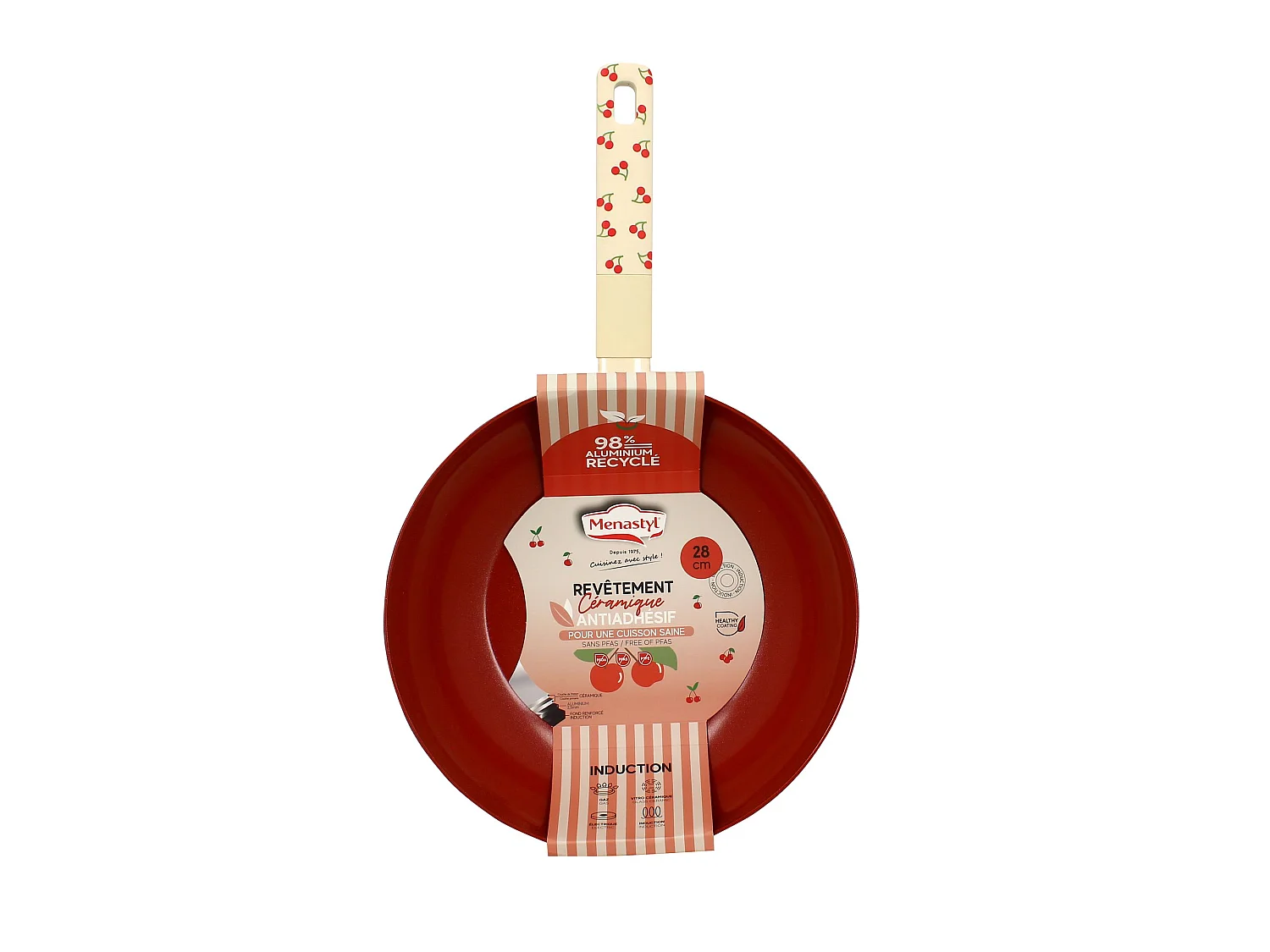Menastyl - Wok Cerise 28cm En Aluminium