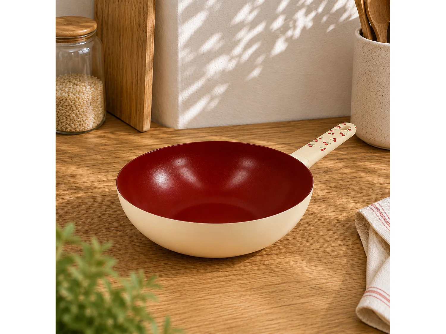 Menastyl - Wok Cerise 28cm En Aluminium