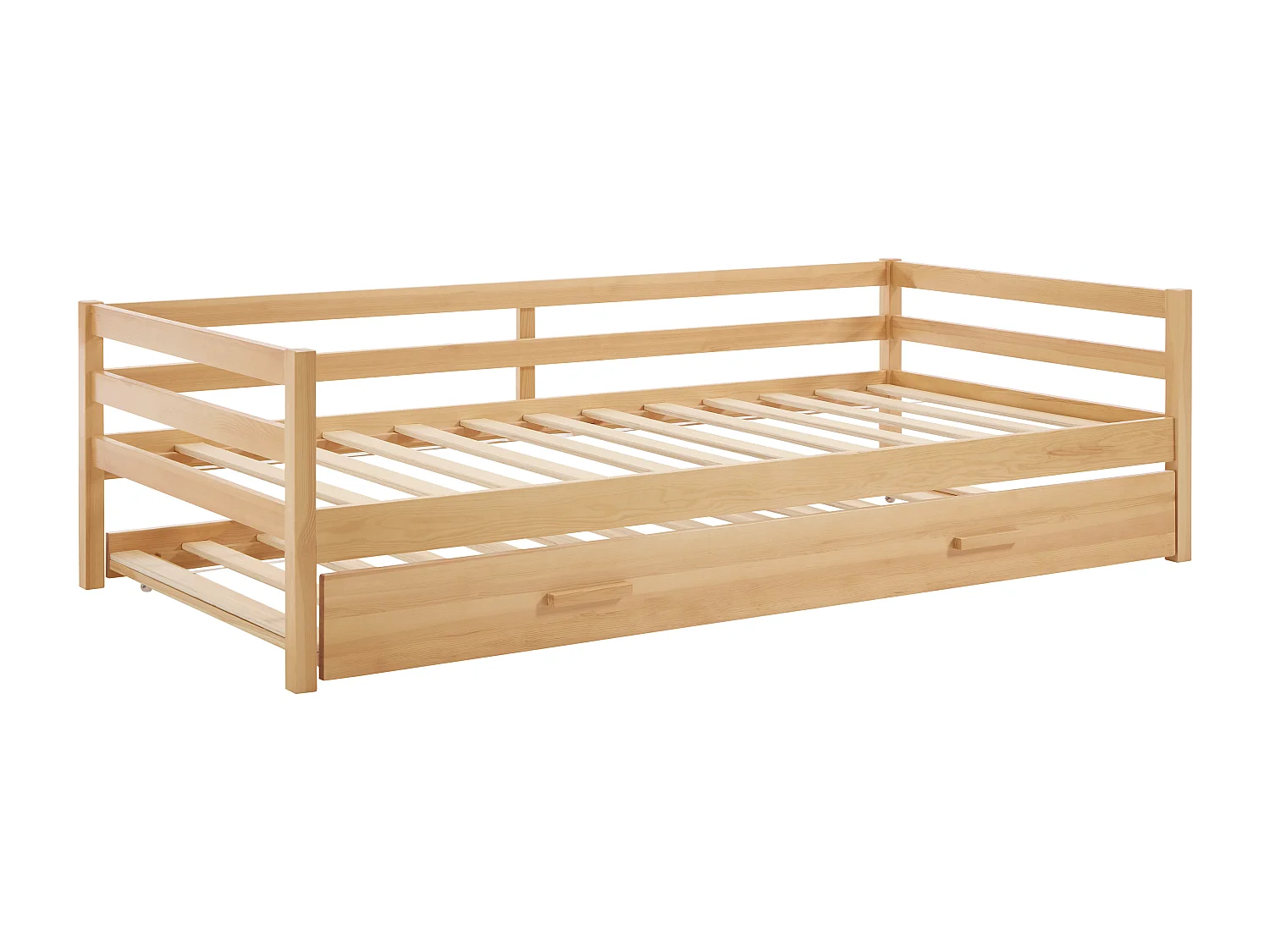 Lit gigogne – 2 x 90 x 190 cm – Pin massif et MDF – Coloris : Naturel + Matelas - AEDAN II