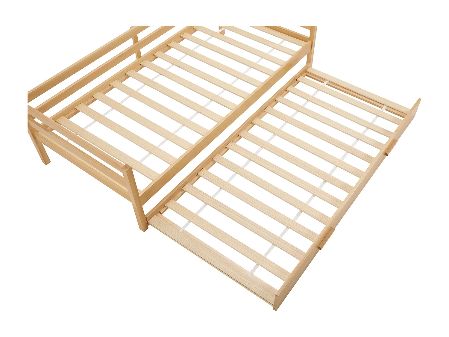 Lit gigogne – 2 x 90 x 190 cm – Pin massif et MDF – Coloris : Naturel + Matelas - AEDAN II