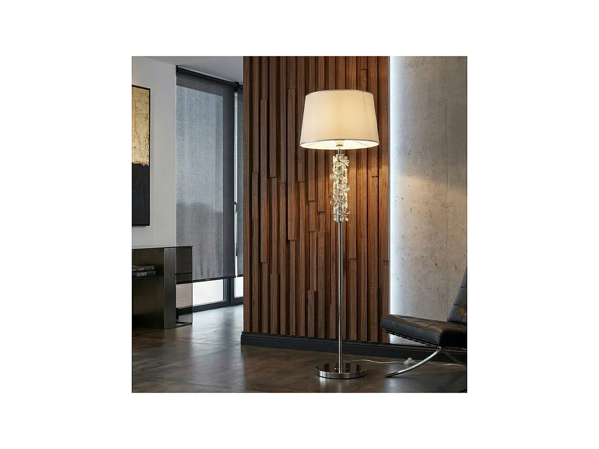 Lampadaire "Flower" 157cm Argent & Blanc