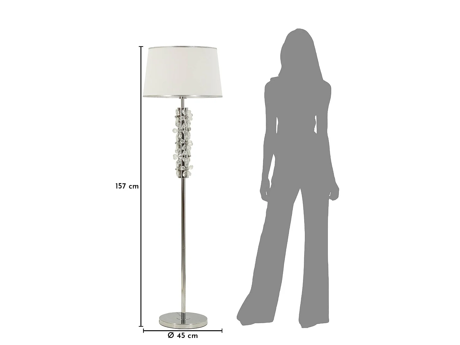 Lampadaire "Flower" 157cm Argent & Blanc