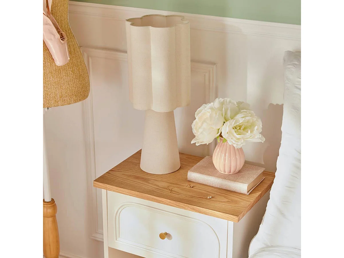 Lampe à Poser Fleur "Blanca" 44cm Beige