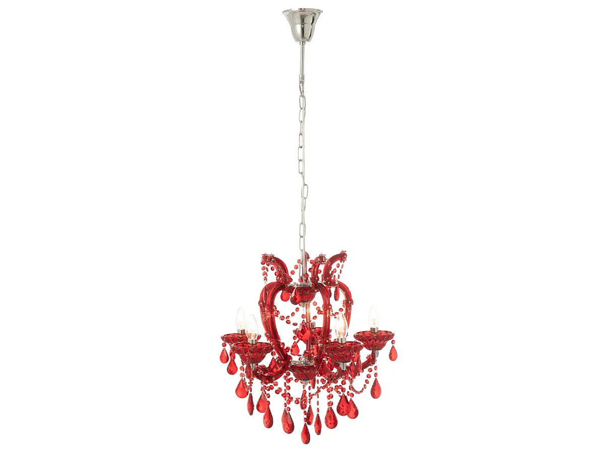 Lustre en Verre "Antique" 57cm Rouge