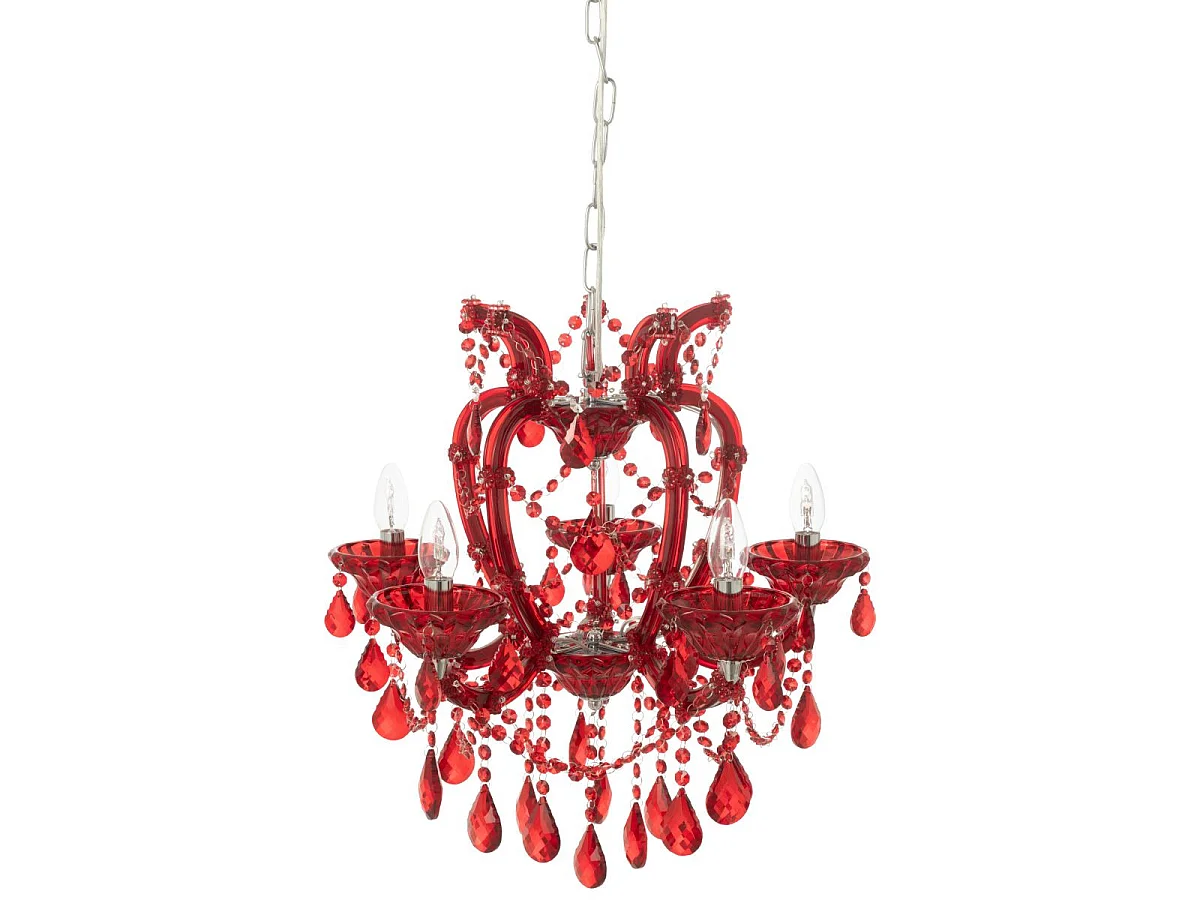 Lustre en Verre "Antique" 57cm Rouge