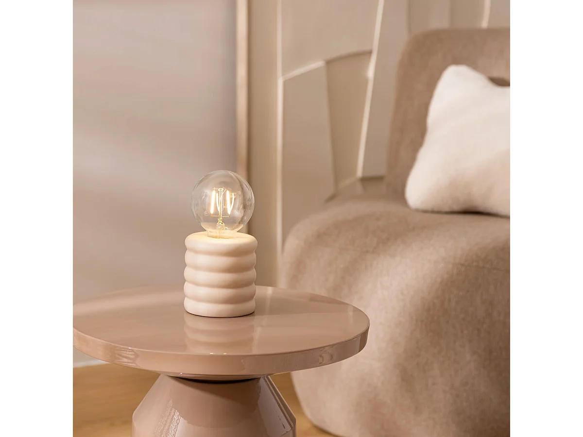 Lampe à Poser LED en Dolomite "Perry" 19cm Beige