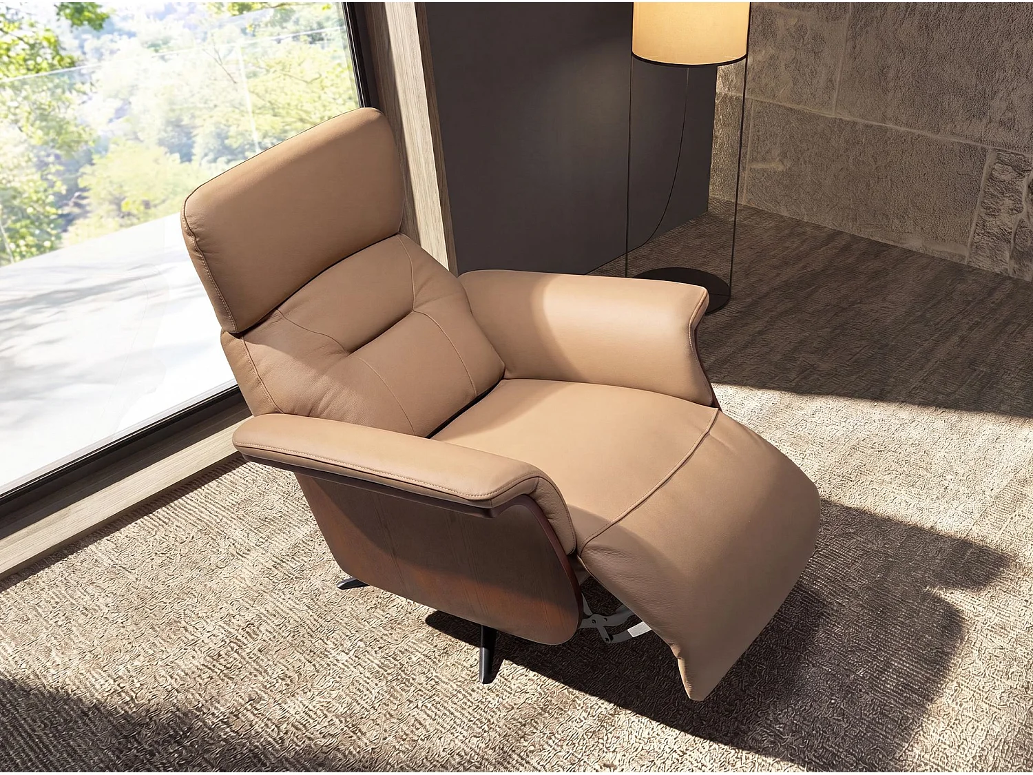 Drehbarer Relaxsessel aus braunem Leder 5198 ANGEL CERDA