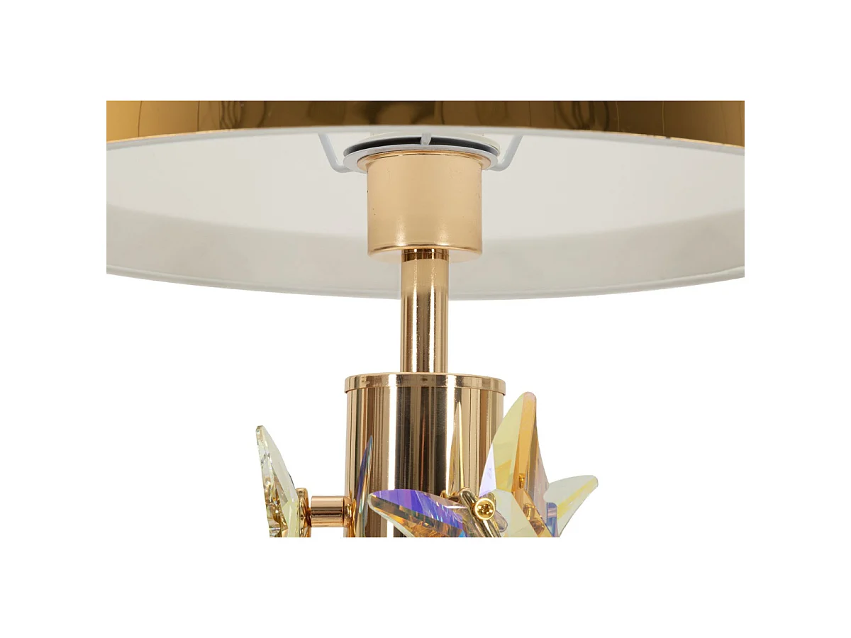 Gouden vlinder tafellamp met glamourdesign - Gouden voet, witte lampenkap en decoratieve vlinders - Ø 35x74 cm
