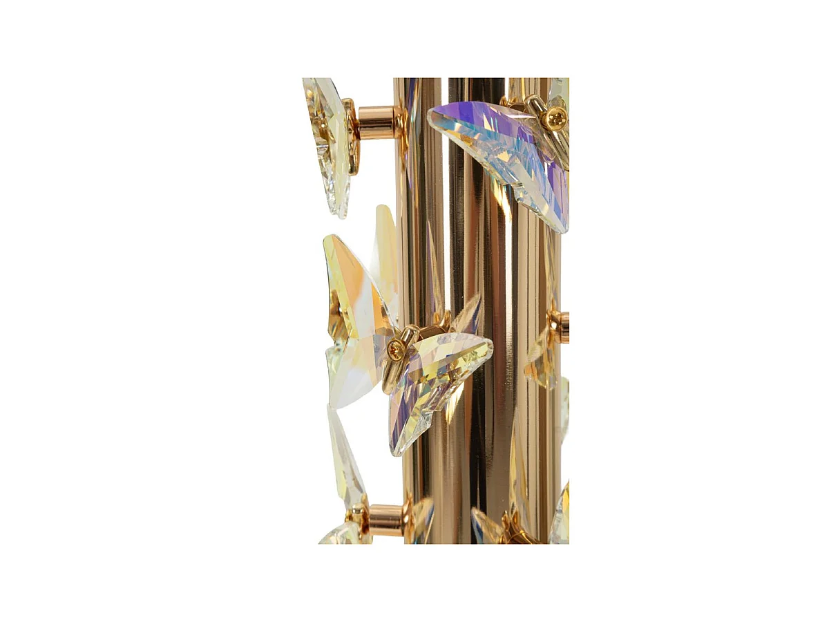 Gouden vlinder tafellamp met glamourdesign - Gouden voet, witte lampenkap en decoratieve vlinders - Ø 35x74 cm
