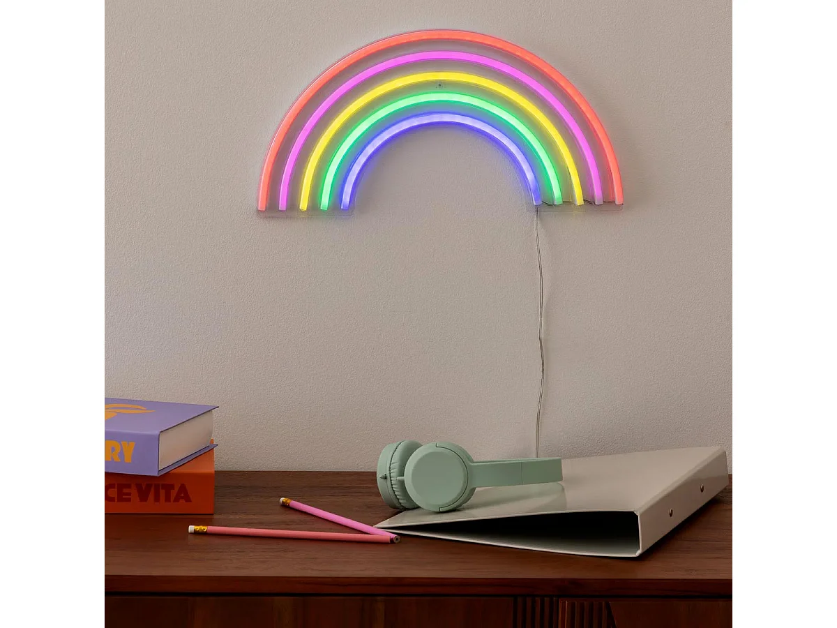 Lampe Murale Néon LED "Arc-en-Ciel" 38cm Multicolore