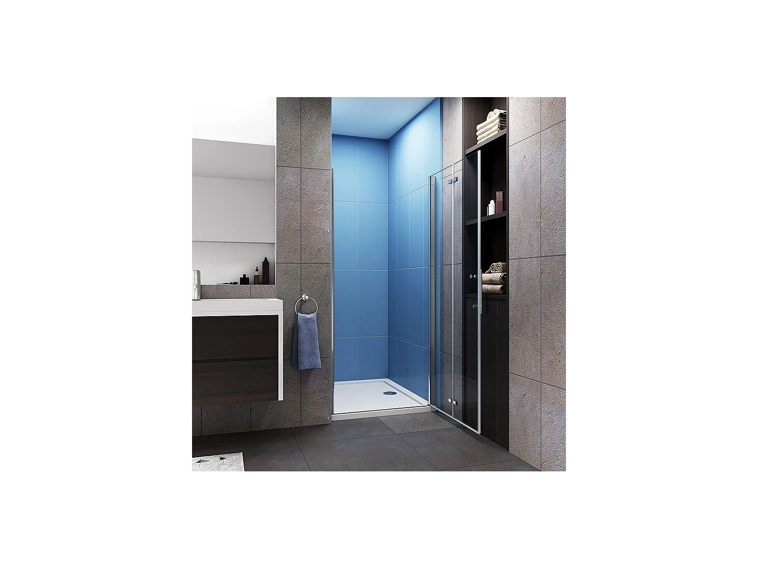 Porte de douche pivotante et pliante porte de douche 76x185cm en 6mm verre trempé anticalcaire