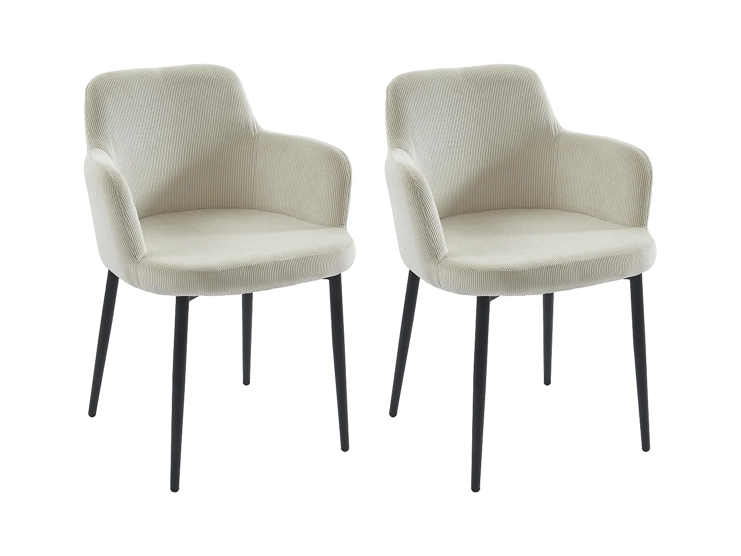 Zestaw 2 krzeseł ze sztruksu i metalu - Kremowy - CELOLA marki Pascal Morabito