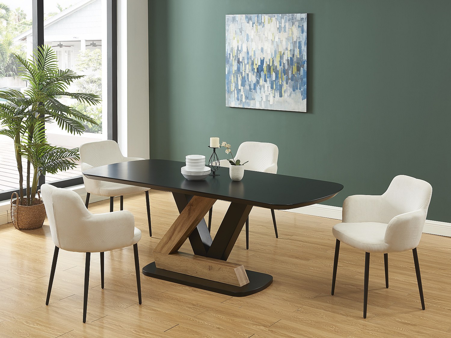 Vente-unique Stuhl 2er-Set - Cord & Metall - Cremefarben - Celola Von Pascal Morabito