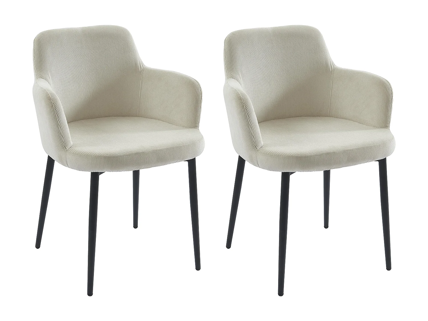 Set van 2 stoelen van ribfluweel en metaal - Crèmewit - CELOLA - van Pascal Morabito