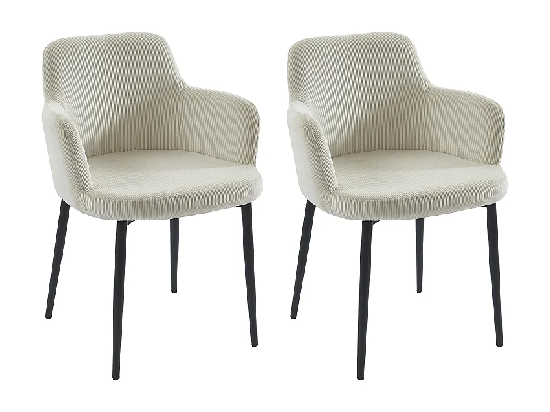 Stuhl 2er-Set - Cord & Metall - Cremefarben - CELOLA  von Pascal MORABITO